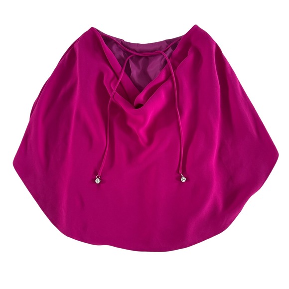 Trina Turk Fuchsia Pink Cape Overlay Blouse Top Womens Size XS Extra Small - Picture 5 of 8